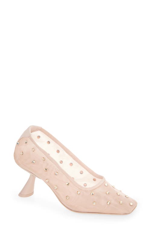 Cult Gaia Winnie Crystal Mesh Pumps In Beige