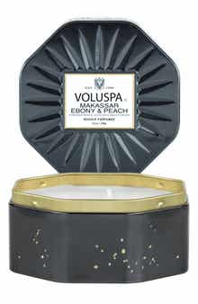 Voluspa Makassar Ebony & Peach Octagon Tin Candle