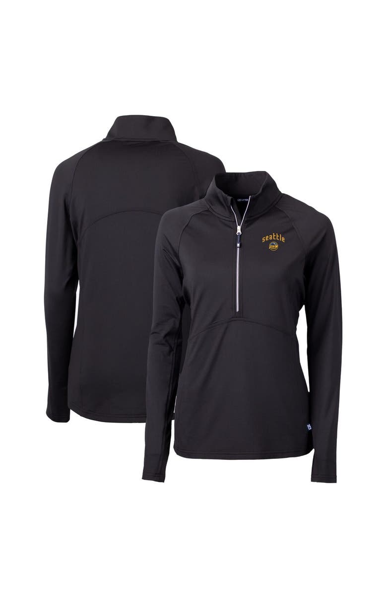Cutter & Buck Women's Cutter & Buck Black Seattle Mariners City Connect Adapt Eco Knit Stretch Recycled Half-Zip Pullover Top, Main, color, 
