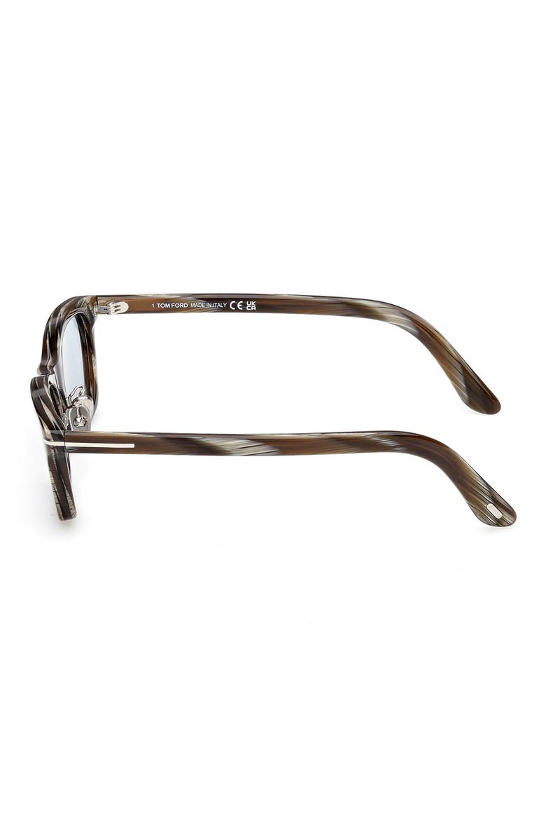 53mm Rectangular Sunglasses, Alternate, color, BROWN HORN / SMOKE