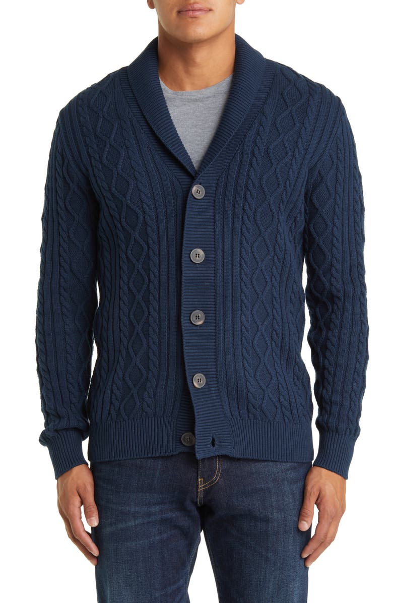 Schott NYC Cable Stitch Cotton Cardigan, Alternate, color, 
