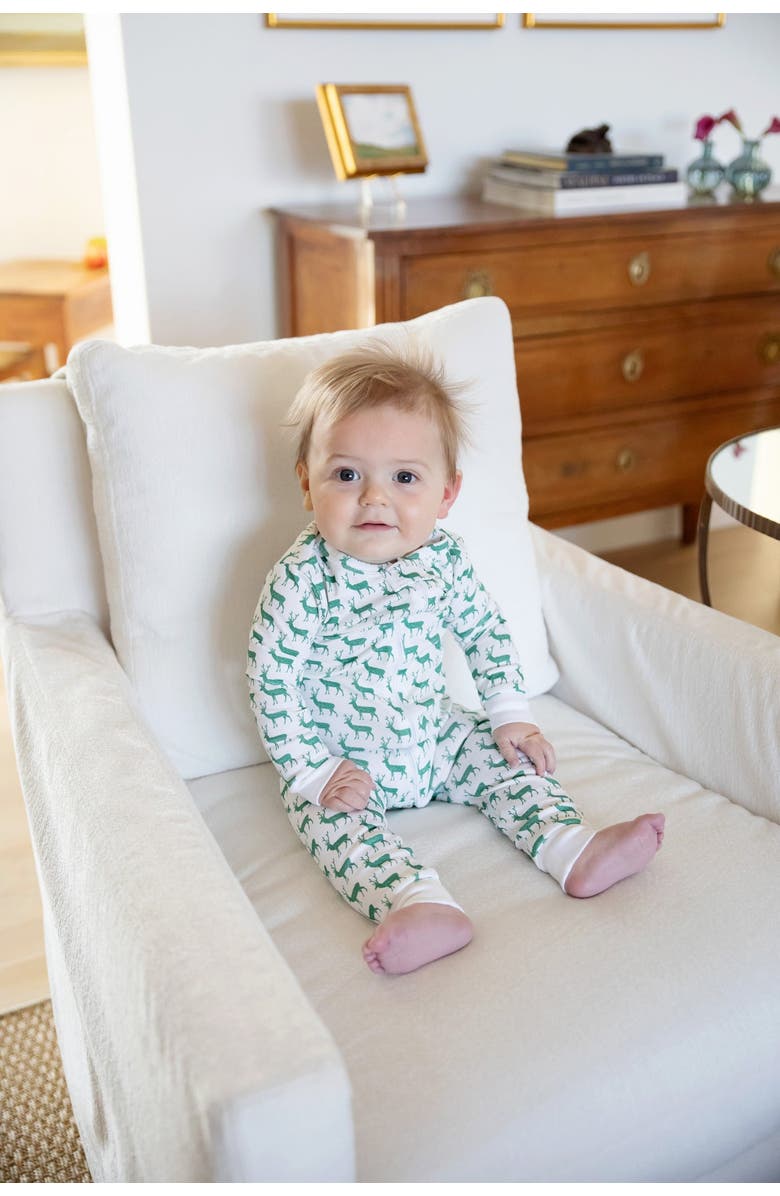 Lila and Hayes Parker Zipper Pajama, Alternate, color, Woodland Deer