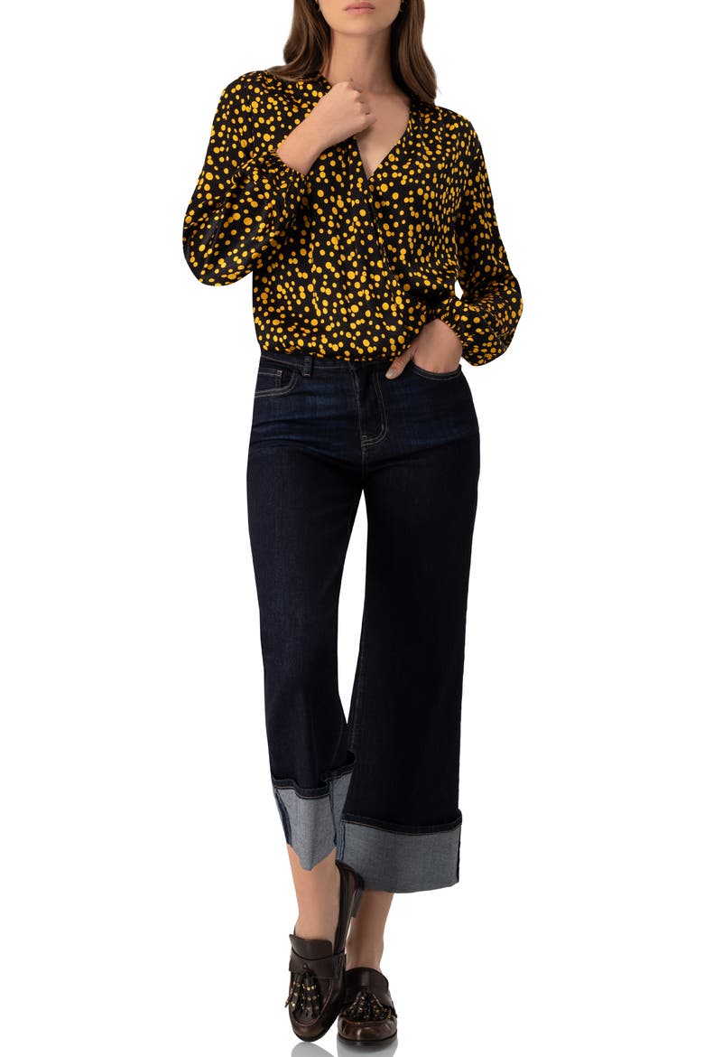 Polka Dot Straight Blouse, Alternate, color, Black