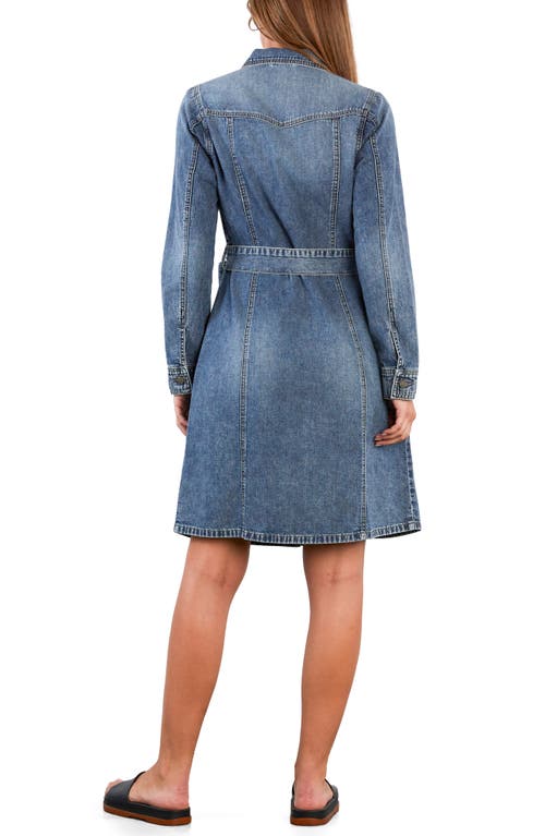 Wash Lab Denim Eleanor Belted Denim Shirtdress In Blue