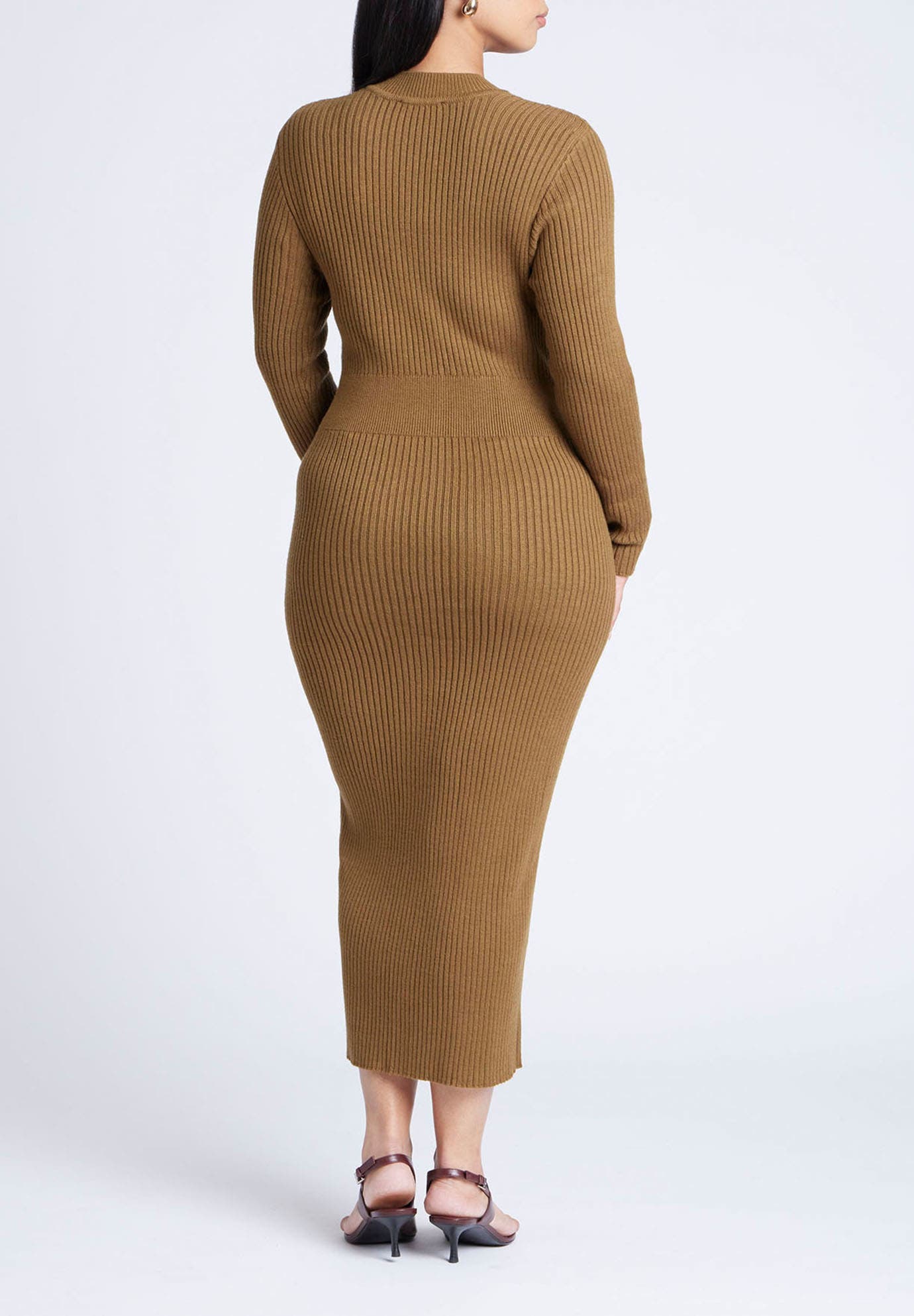 Mock Neck Rib Button Dress - image 2