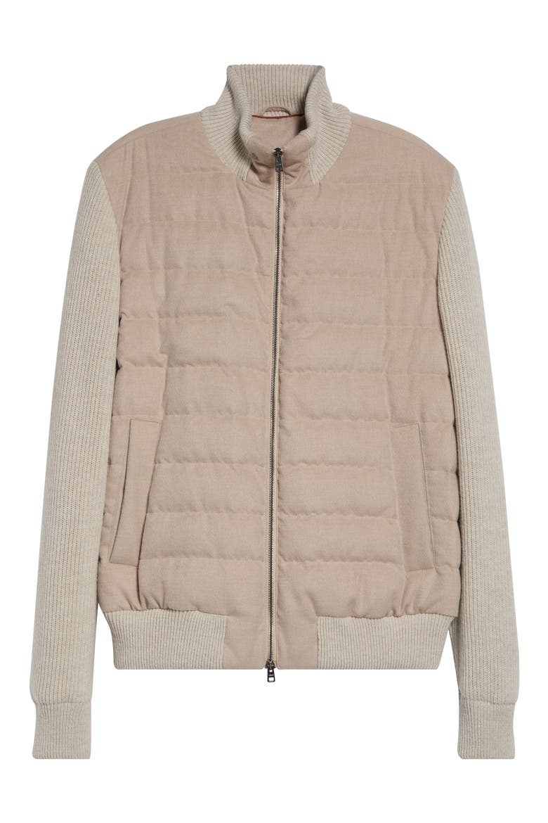 Quilted Down & Feather Fill Bomber Jacket, Alternate, color, 1985 CHAMPAGNE
