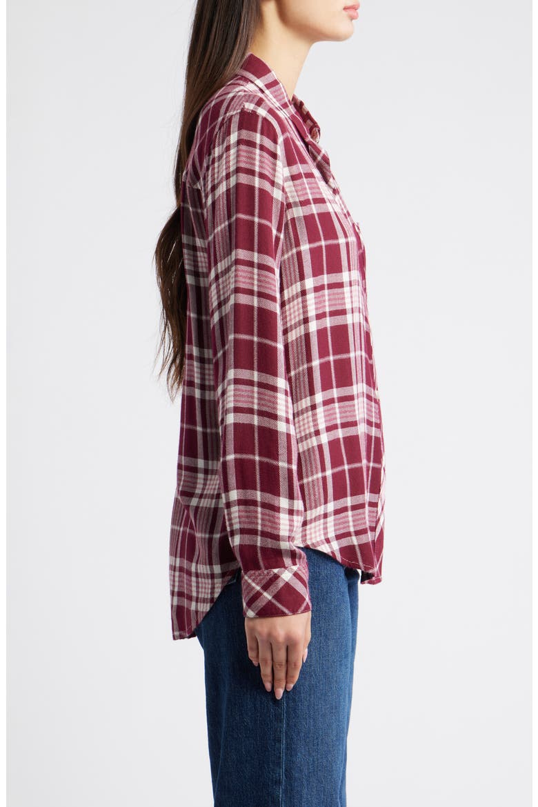 Hunter Plaid Button-Up Shirt, Alternate, color, WINTERBERRY