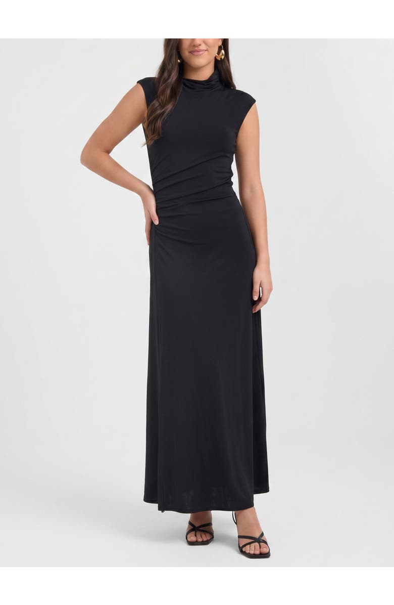 RACHEL Rachel Roy Ramy Mock Neck Maxi Dress, Main, color, Black
