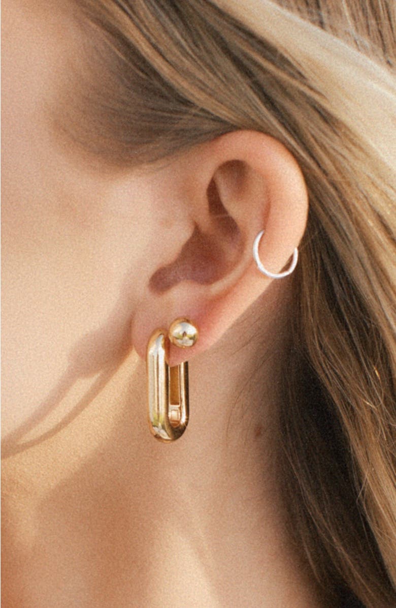 MADE BY MARY Sol Paperclip Hoop Earrings, Alternate, color, Rhodium Plated