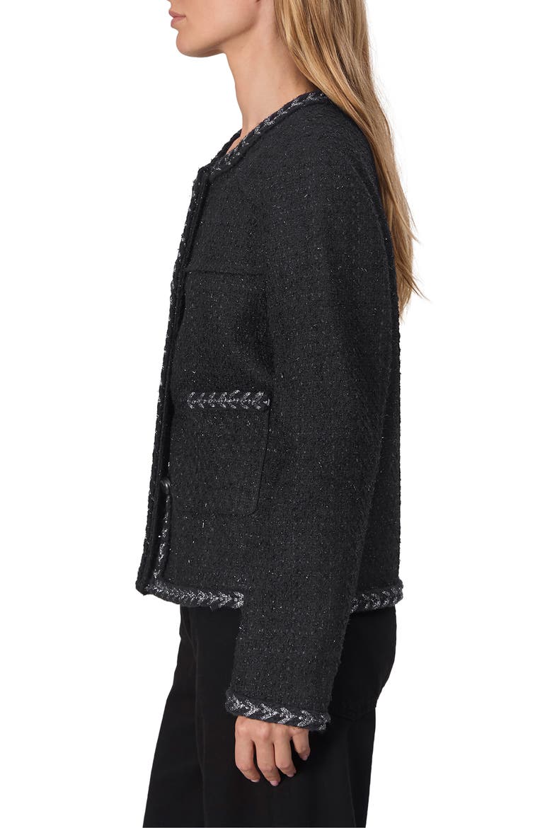 Mirabelle Metallic Tweed Jacket, Alternate, color, BLACK