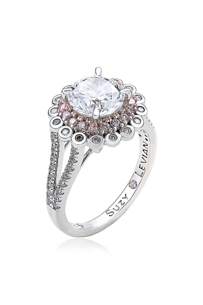 Cubic Zirconia Engagement Ring, Alternate, color, PINK