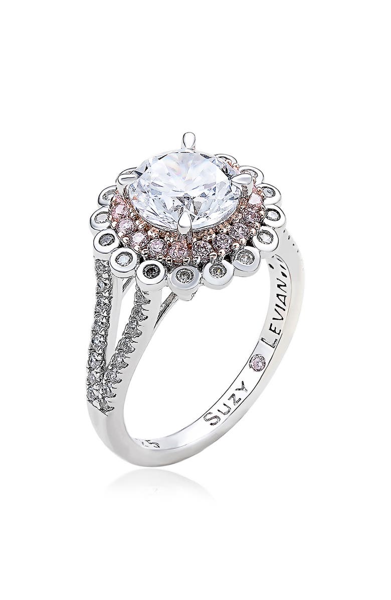 SUZY LEVIAN Cubic Zirconia Engagement Ring, Alternate, color, Pink