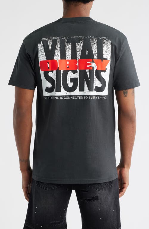 Obey Vital Signs Graphic T-shirt In Gray