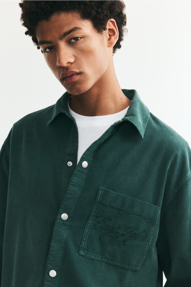Relaxed-fit Corduroy Shirt, Alternate, color, Dark green