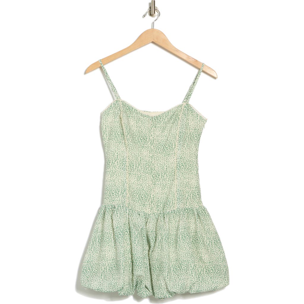 Lush Corset Bubble Hem Minidress In Green Animal