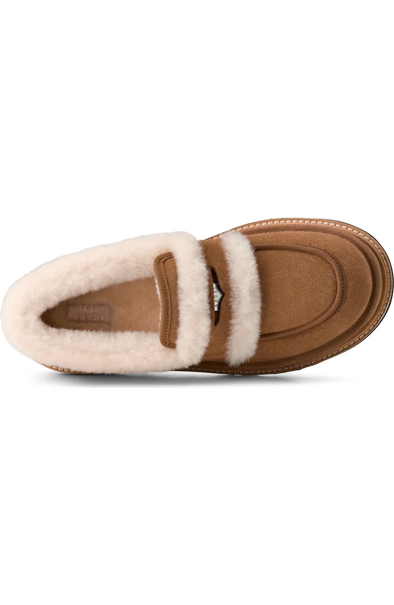 UGG<sup>®</sup> x Sacai Gender Inclusive Genuine Shearling Trim Penny Loafer, Alternate, color, Chestnut