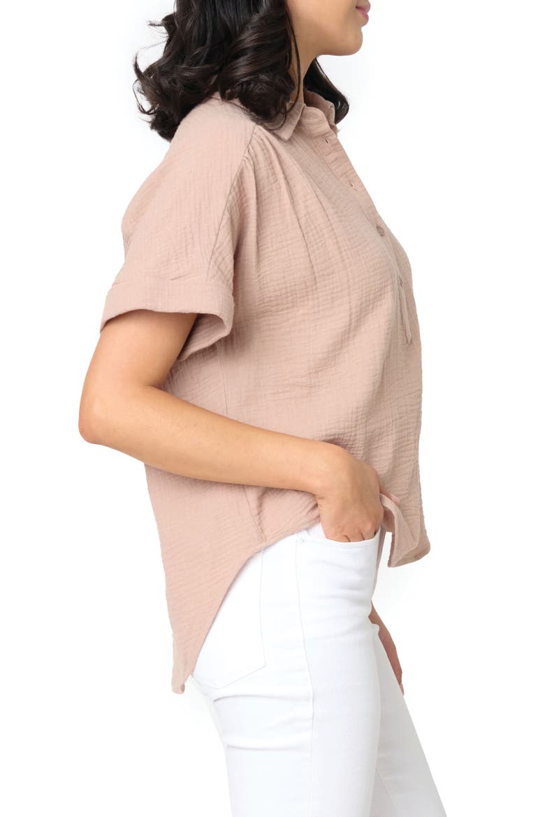 All Day Cotton Gauze Popover Shirt, Alternate, color, TAUPE