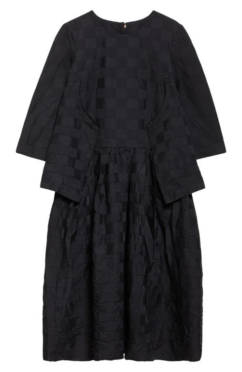 Shop Comme Des Garçons Jacquard Check Midi Dress In Black