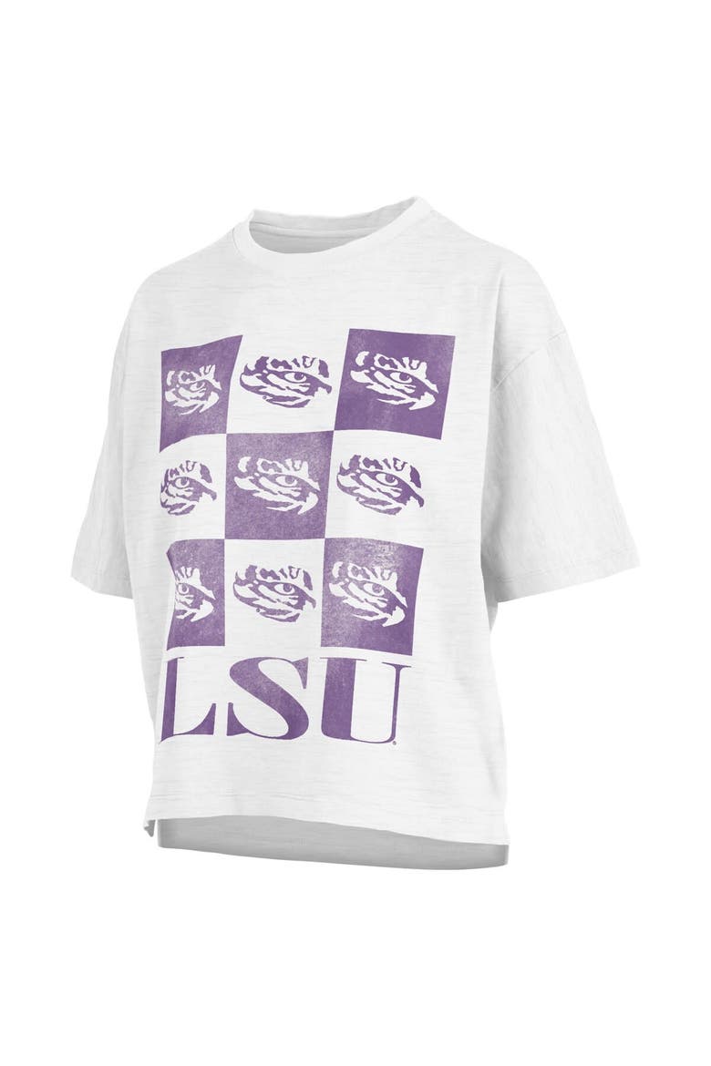 Women's Pressbox White LSU Tigers Motley Crew Andy Waist Length Oversized T-Shirt, Main, color, White