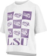 PRESSBOX Women's Pressbox White LSU Tigers Motley Crew Andy Waist Length Oversized T-Shirt