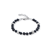COEUR DE LION Onyx And Lava Bead Bracelet With Mini Spikes Cubes In Stainless Steel