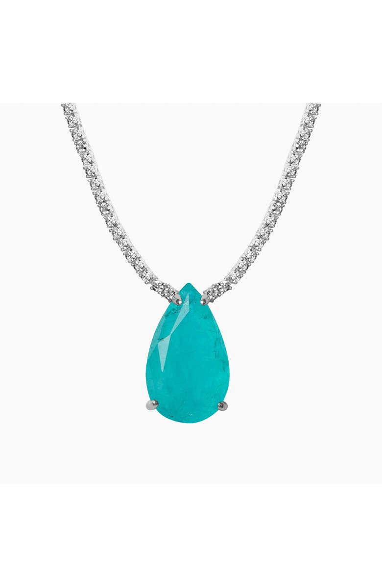 Gemma Azzurro Paraiba stone pear tennis necklace, Main, color, Aqua