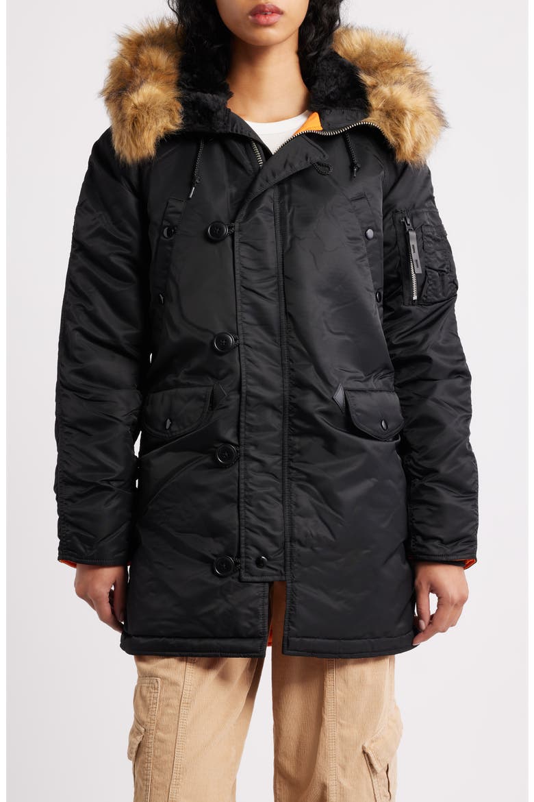 Alpha N-3B Water Resistant Parka with Removable Faux Fur Trim