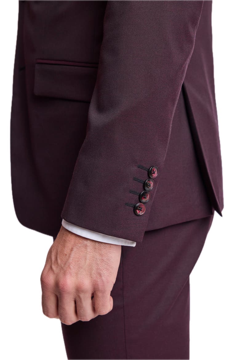 Ashton Slim Peak Lapel Suit Jacket, Alternate, color, DEEP BURGUNDY
