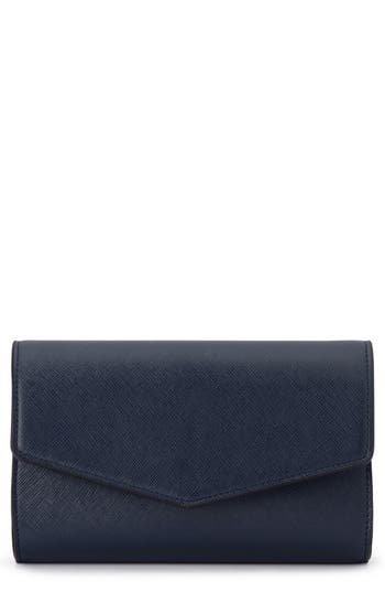 Olga Berg Nic Faux Leather Clutch In Blue
