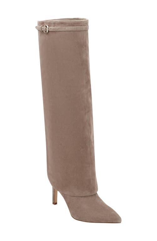 Marc Fisher Ltd Naples Suede Foldover Knee-high Boots In Brown