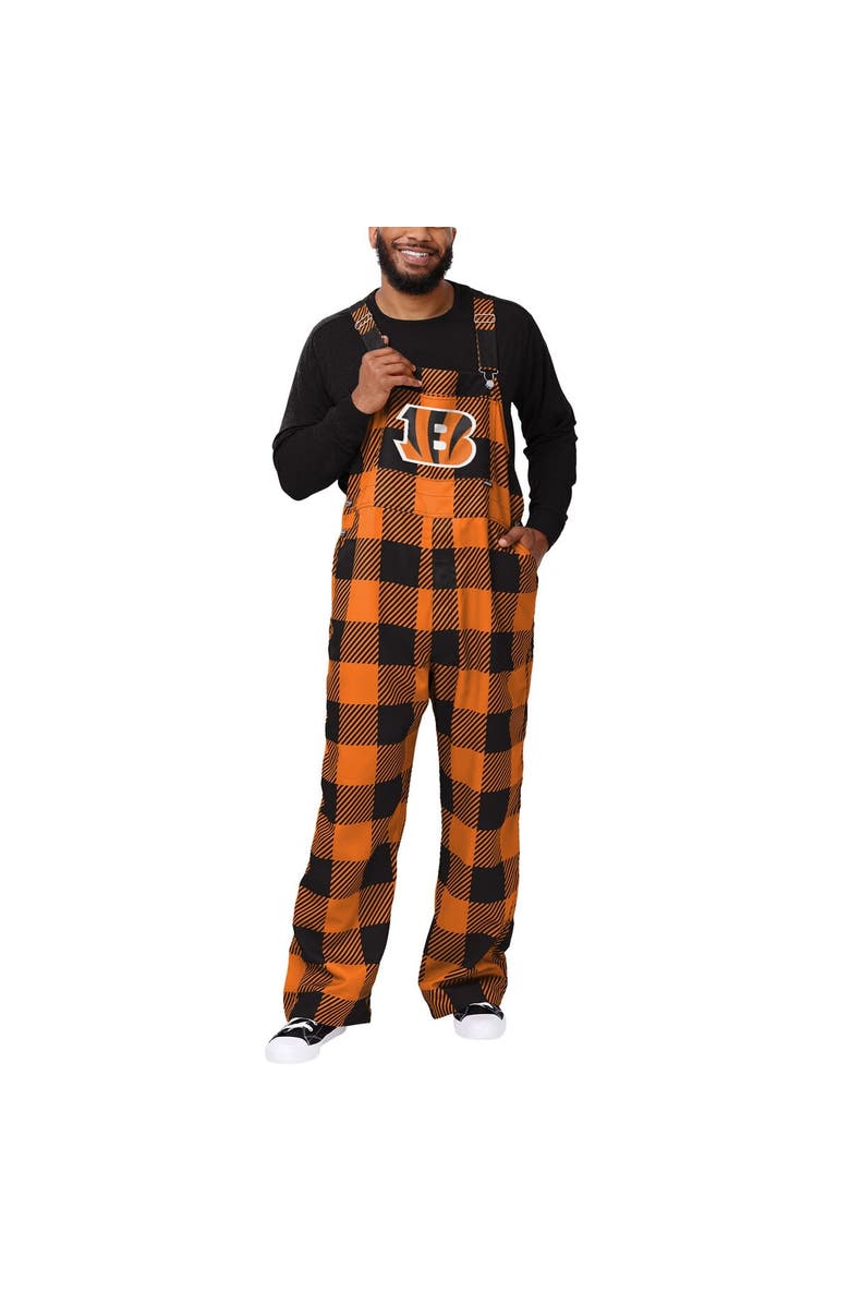 FOCO Men's FOCO  Orange Cincinnati Bengals Big Logo Plaid Overalls, Main, color, 