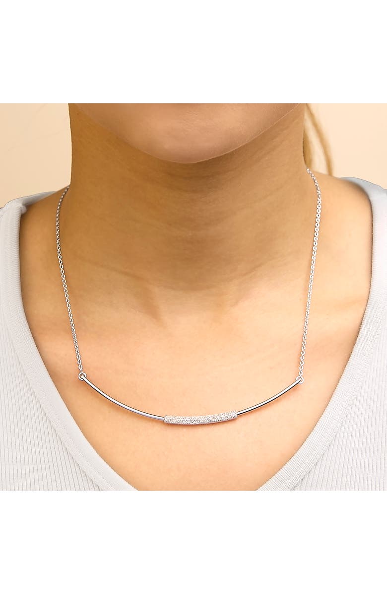 Haus of Brilliance .925 Sterling Silver 1/5 Cttw Diamond Curved Bar Diamond Necklace, Alternate, color, Silver