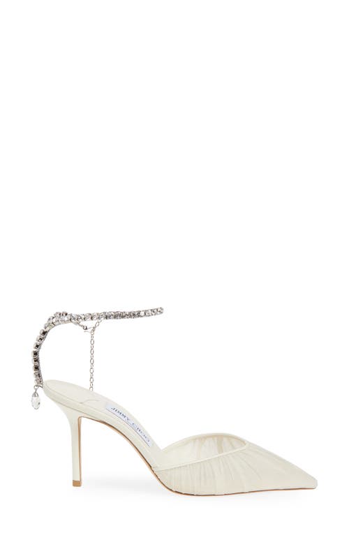 Jimmy Choo Saeda Crystal Ankle Strap Pointed Toe Pump