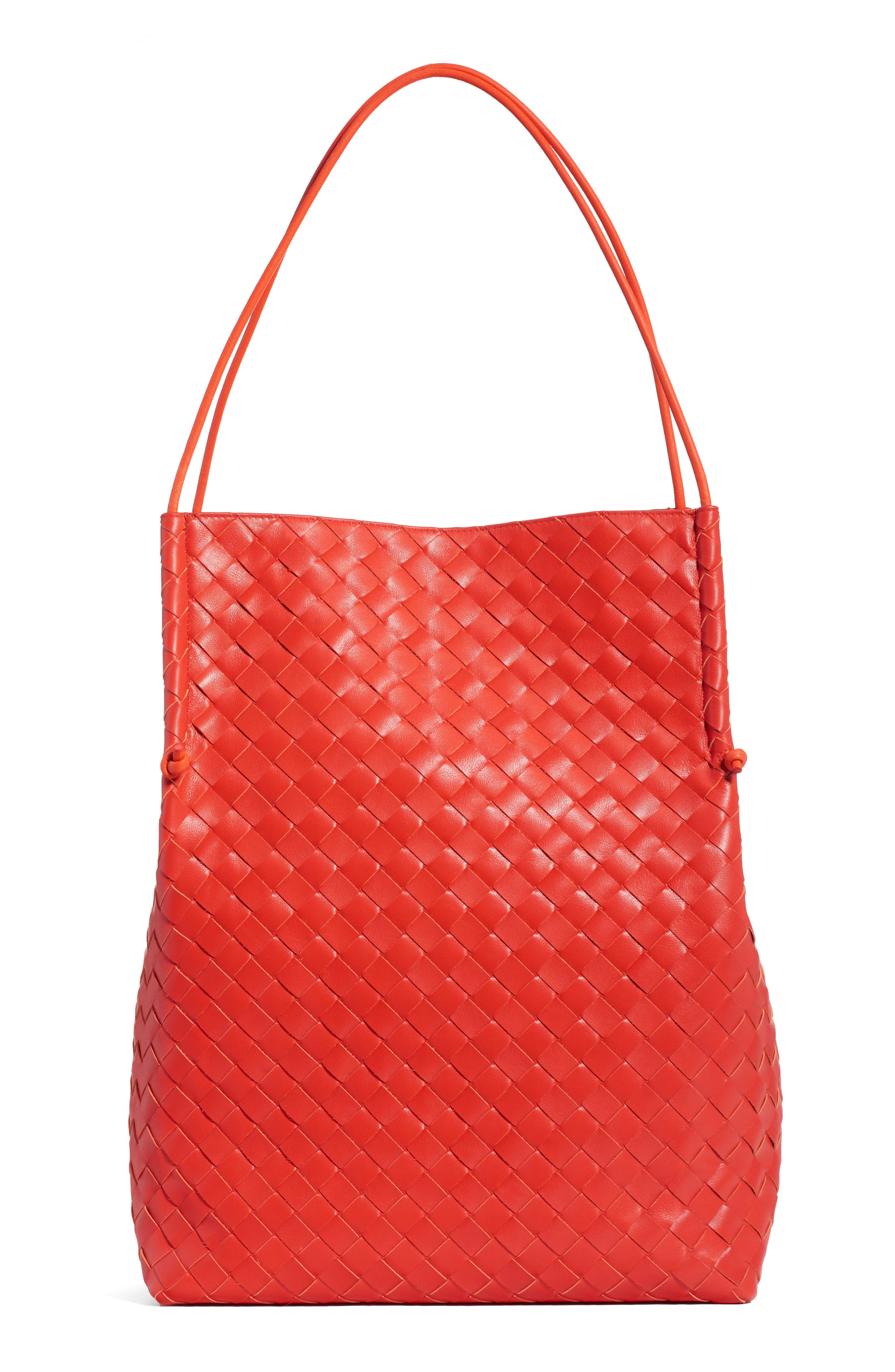 Intrecciato North/South Leather Tote, Alternate, color, NAIL POLISH