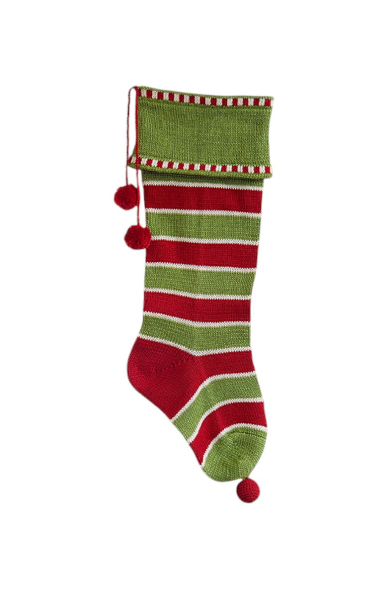 Melange Collection Stripes Smooth Cuff Stocking, Main, color, Green