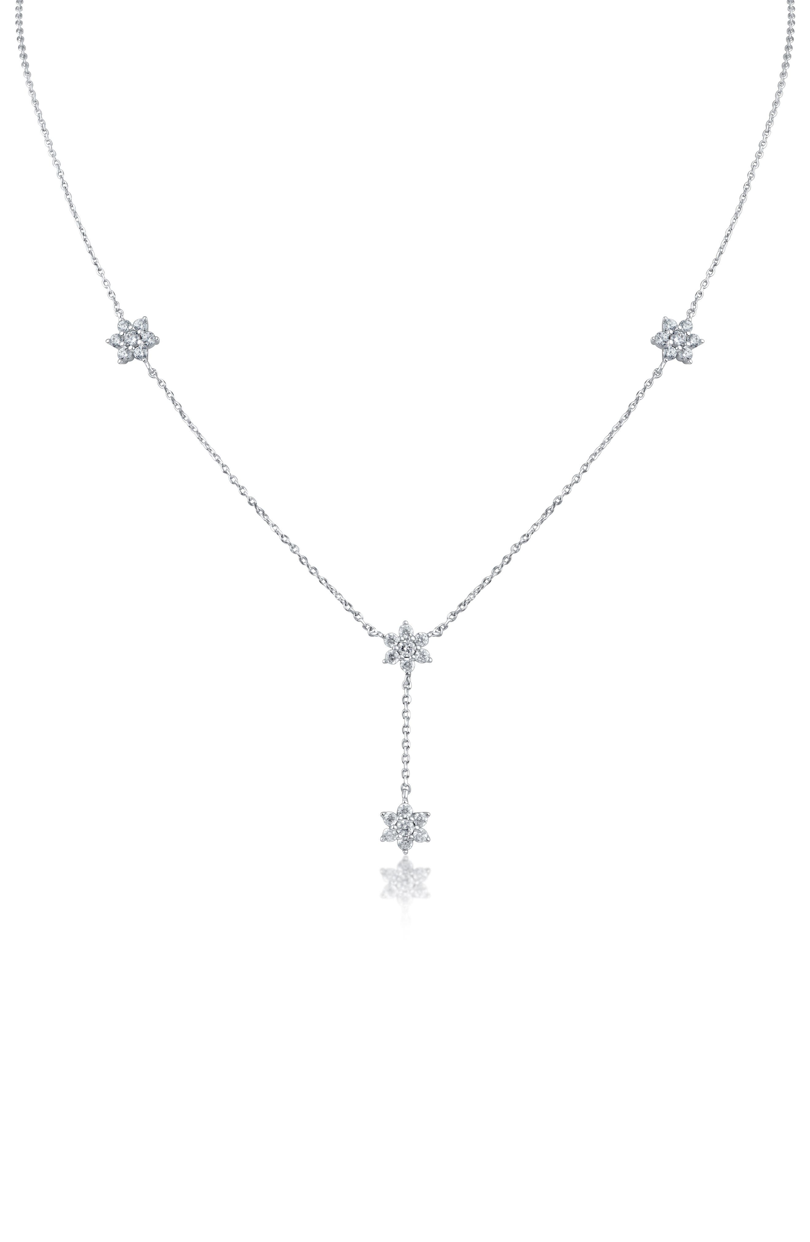 CZ by Kenneth Jay Lane Cubic Zirconia Floral Station Y-Necklace
