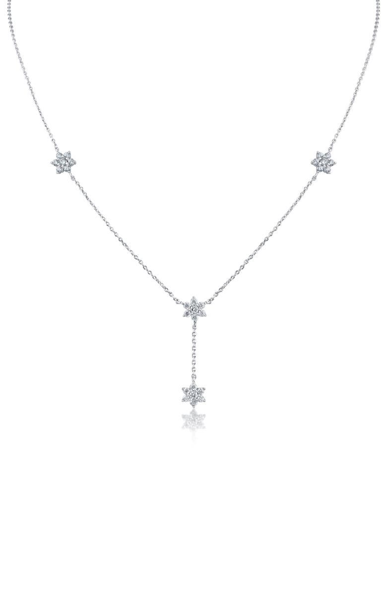 CZ by Kenneth Jay Lane Cubic Zirconia Floral Station Y-Necklace, Main, color, Silver