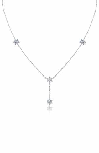 Cubic Zirconia Floral Station Y-Necklace