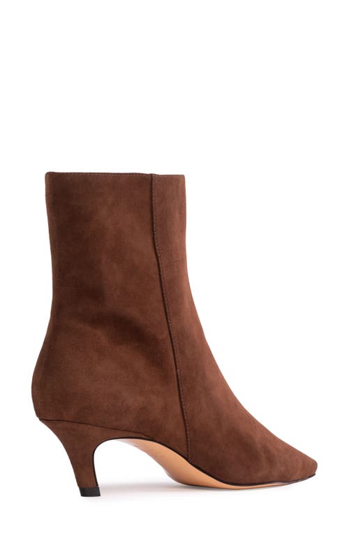 Black Suede Studio Avenue 50 Pointed Toe Kitten Heel Bootie In Brown Kid Suede