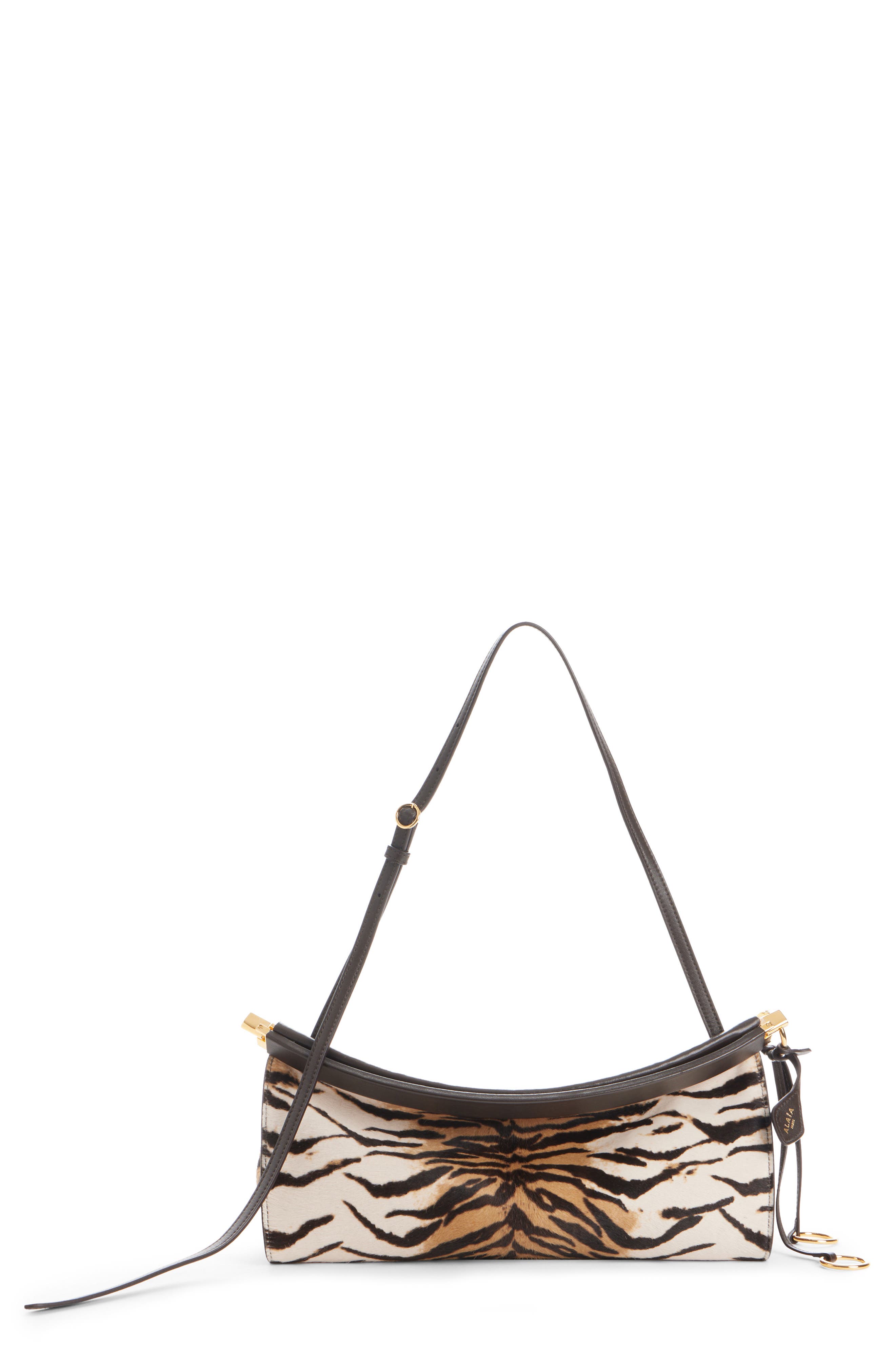 Alaïa Medium Le Click Tiger Print Genuine Calf Hair East/West Shoulder Bag, Main, color, Naturel