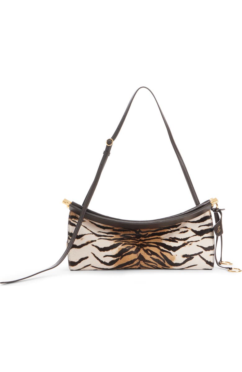 Alaïa Medium Le Click Tiger Print Genuine Calf Hair East/West Shoulder Bag, Main, color, Naturel