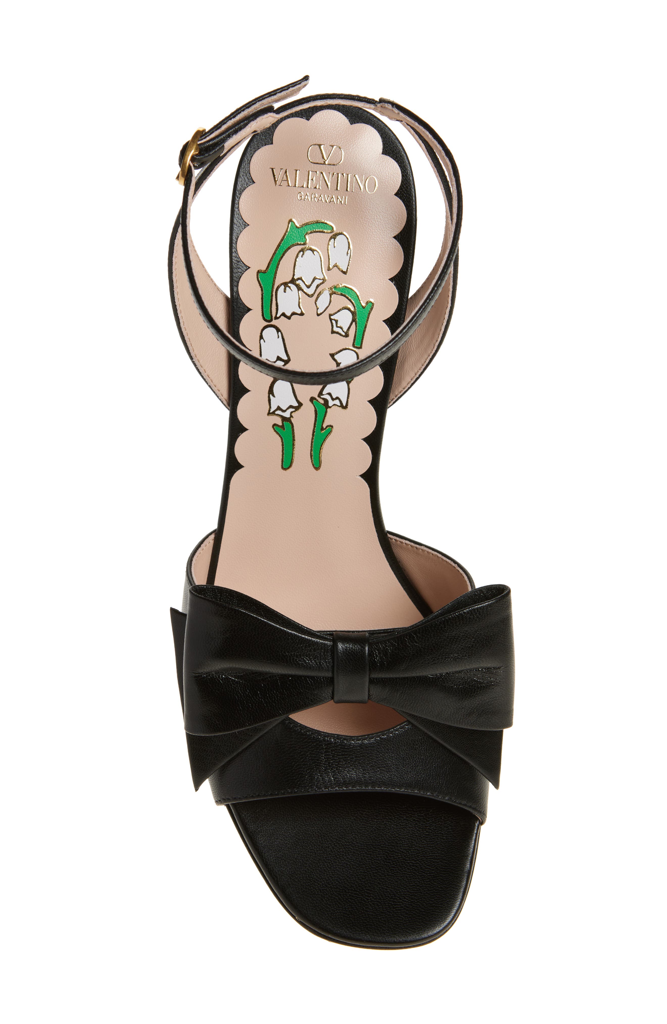 Valentino Garavani Bowow Ankle Strap Sandal, Alternate, color, Black