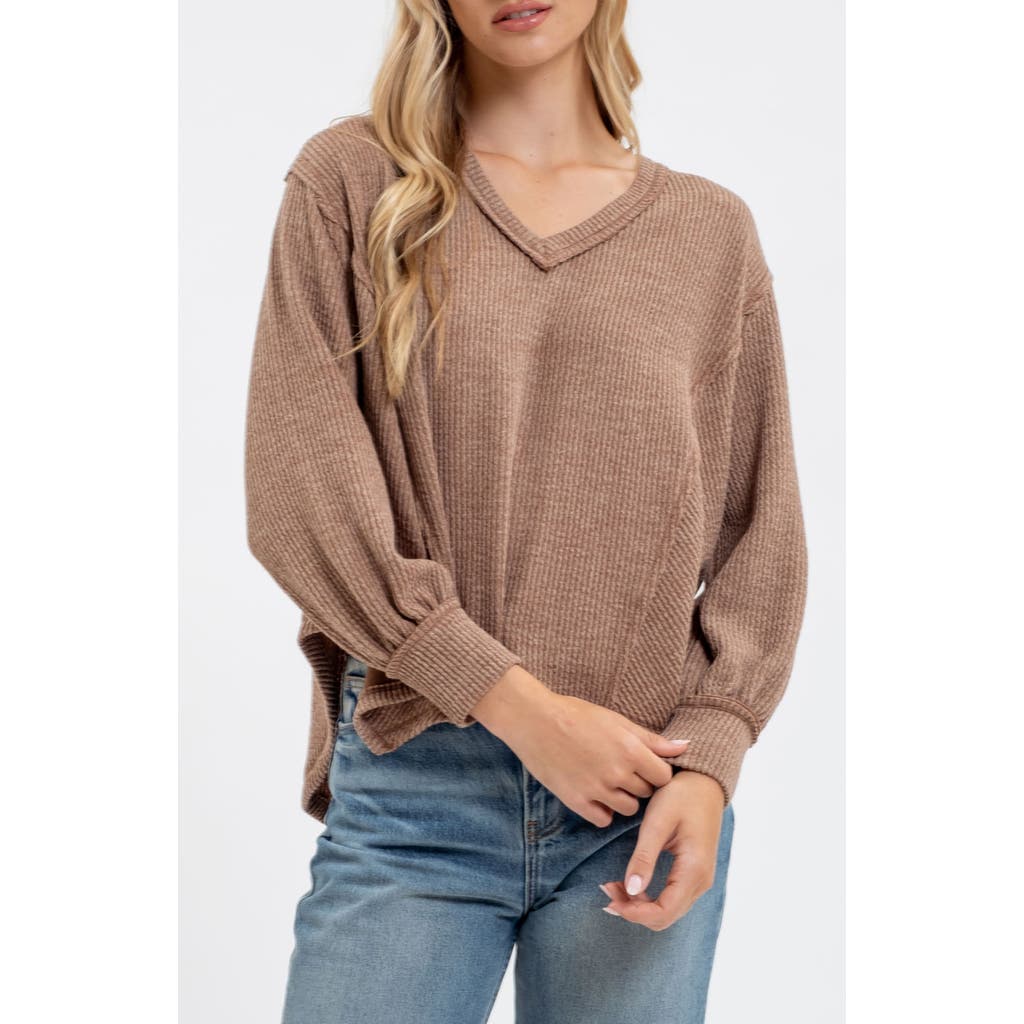 BLU PEPPER BLU PEPPER RIB KNIT LONG SLEEVE TOP