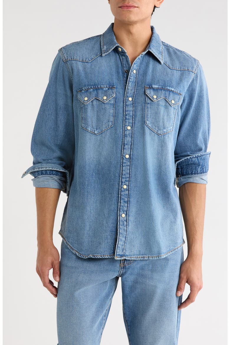 Sawtooth Western Button-Up Shirt, Main, color, STEEL SHADOW