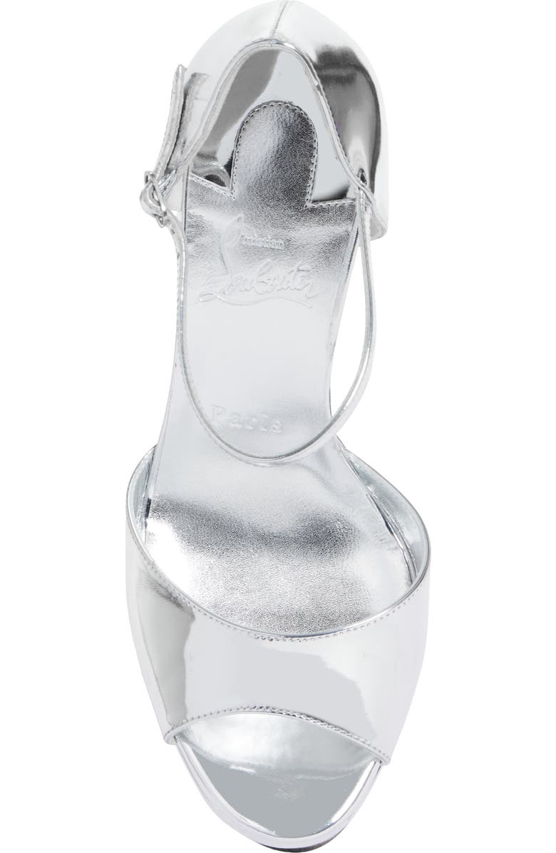 Christian Louboutin Sandaloo Metallic Peep-Toe Sandal, Alternate, color, Silver