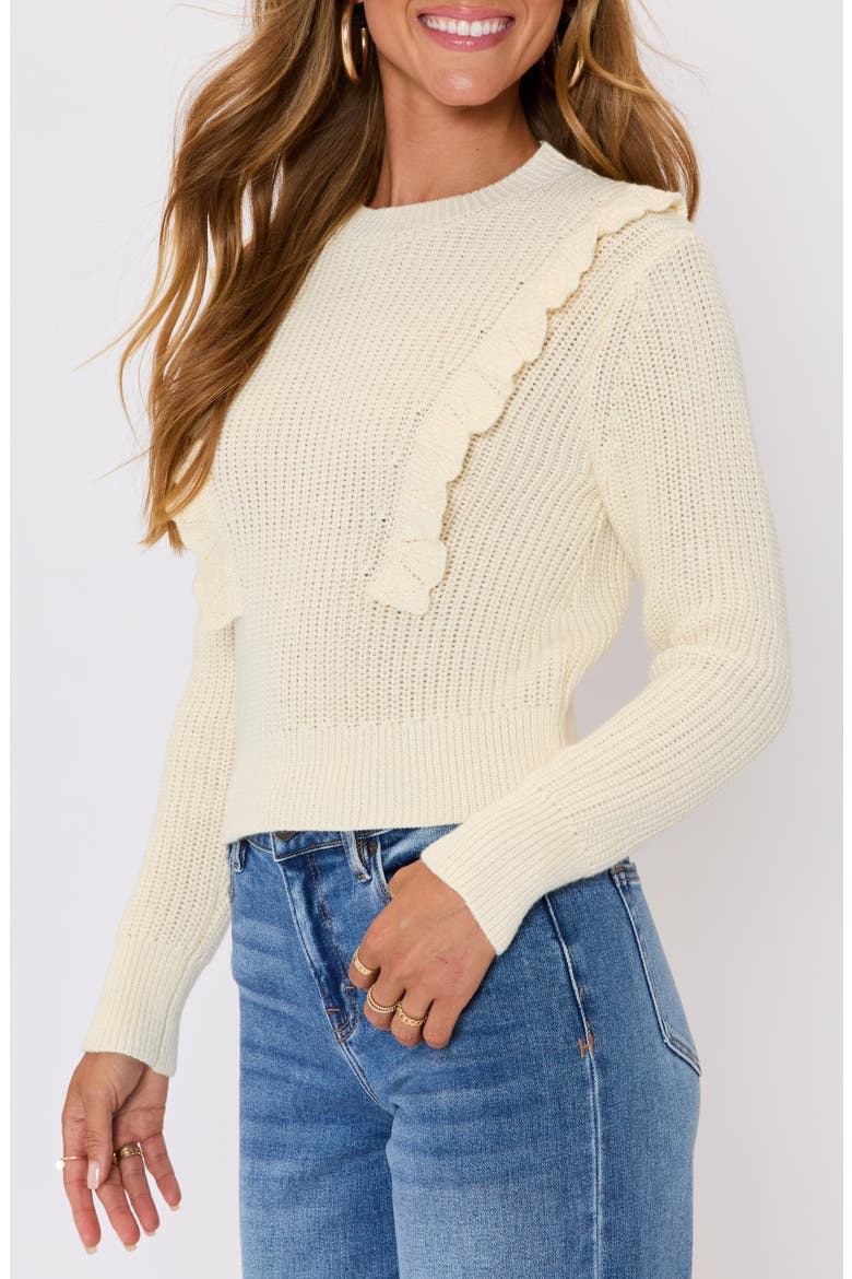 Sable Ruffle Crewneck Sweater, Alternate, color, YELLOW