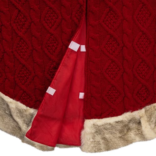 Northlight Cable Knit Christmas Tree Skirt With Faux Fur Trim- 48" In Multi