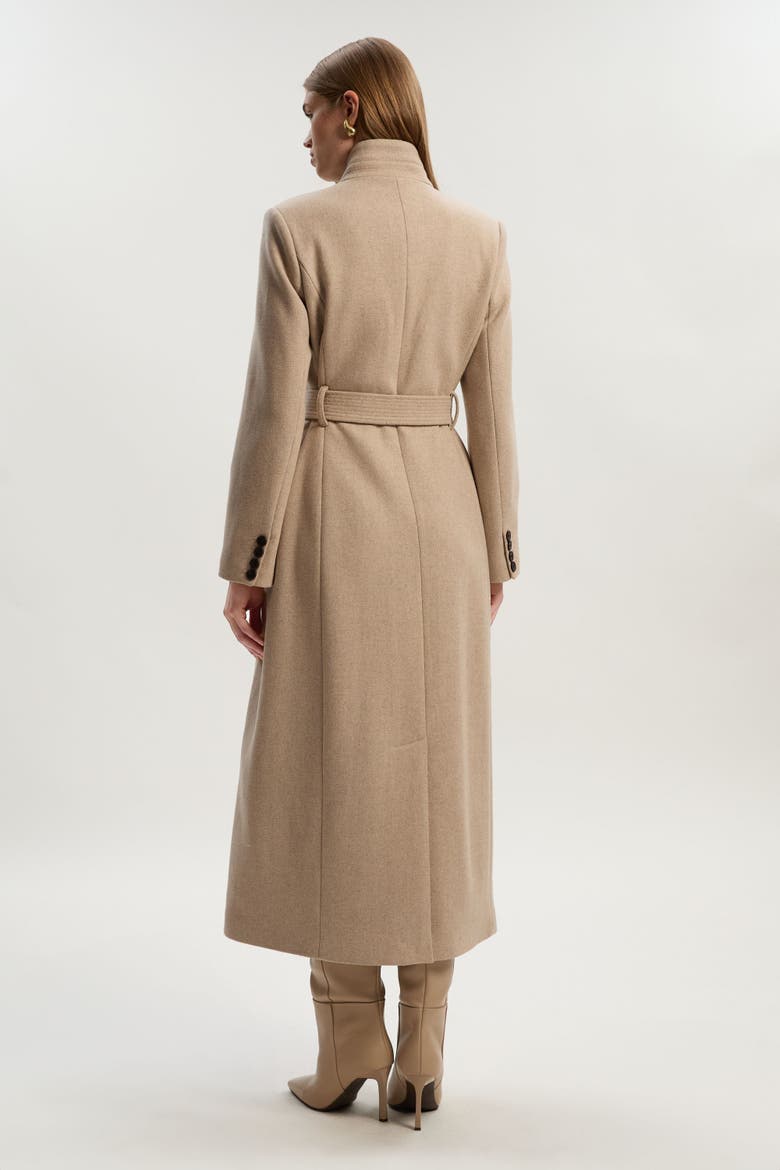 Wool Notch Neck Tailored Maxi Coat, Alternate, color, Oatmeal