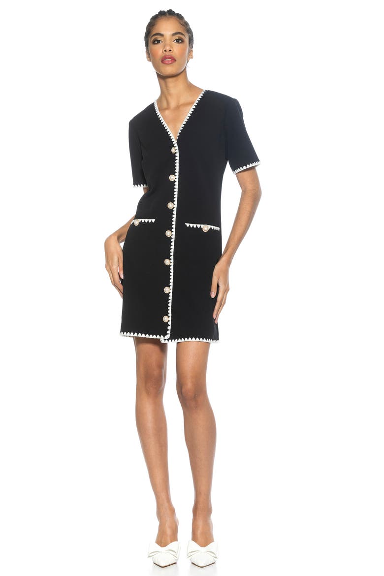 Jaiya Short Sleeve Button Front Dress, Alternate, color, BLACK