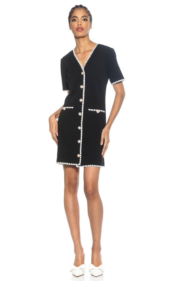 Alexia Admor Jaiya Short Sleeve Button Front Dress, Alternate, color, Black